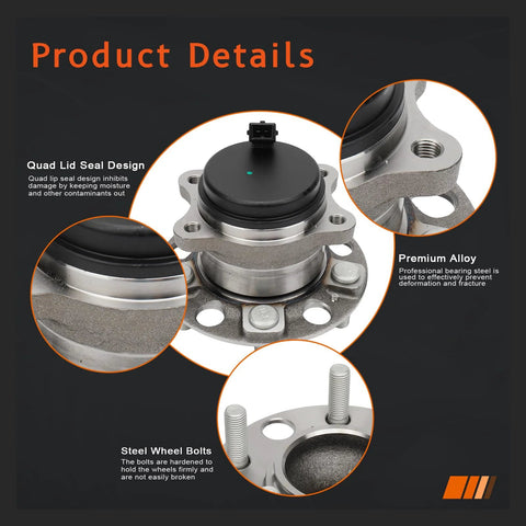Rear Wheel Hub And Bearing Assembly For Hyundai Sonata 2015-2019, Tucson 2016-2021, highlighting quad lid seal and steel bolts