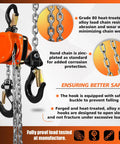 YATOINTO 1/2-ton manual chain hoist with orange housing, steel chain, and heavy-duty hooks for portable garage use