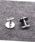 Cross Cufflinks For Men Black Titanium Steel Dress Shirt Fasteners Decorative Accessories That Give You A Sharp Boss Vibe For Business Or Wedding Occasions 1 Pair on grey background