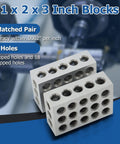WFLNHB 1-2-3 machinist blocks, matched pair, 1 x 2 x 3 in, 23 holes