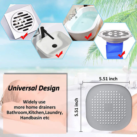 Total No Sweat Setup Square Shower Drain Hair Catcher With Ridiculously Good Suction 4 Pack Aluminium Grey Bathroom Reusable Cover Keeps Grime Out Of Pipes