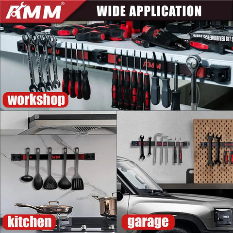 8 Pack 12 Inch Magnetic Tool Holder Strips With Mounting Screws Heavy Duty Tool Organizer Magnetic Bar in workshop, kitchen, garage