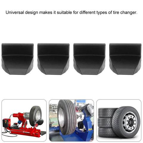 Tire Machine Rim Protector Set, 4 Piece Jaw Guards for Tire Changers, heavy duty rim guard covers visible on tire machines.