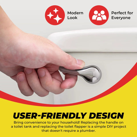 Person installing Front Mount Chrome Toilet Handle Replacement Kit With 2 Inch Universal Flapper And Stainless Steel Flapper Chain