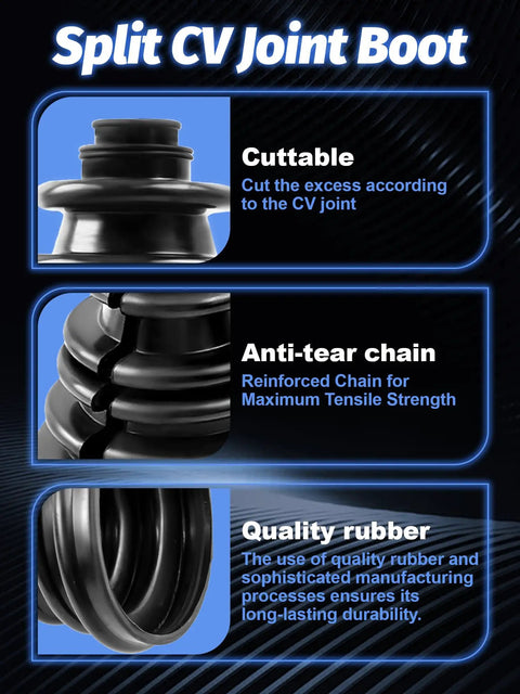 CV Boot Split Kit For 128mm Tall Wear Resistant CV Boot With Full Length Tongue And Groove Split Easy Installation Replaces Worn Universal Gaiter And Shields Your Drivetrain, split CV joint boot