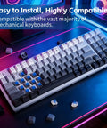 Blue 30 Pack Mechanical Keyboard Switches 3 Pin Dustproof Clicky Tactile For Gaming And Typing DIY Build Kits For Custom Keyboards And 3D Printing Projects installed on a mechanical keyboard