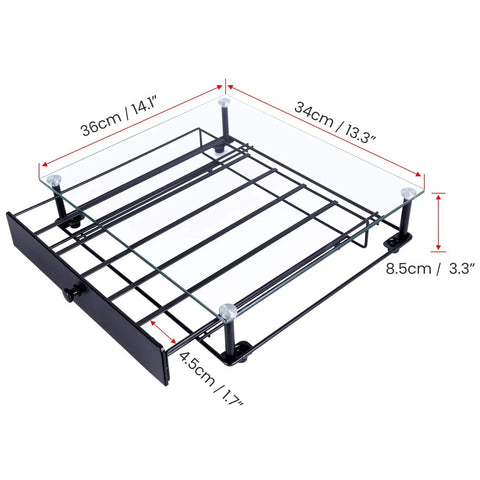 Dimensions of High Capacity Coffee Pod Drawer Organizer With Tempered Glass Top Holds 36 K Cup Pods Black Metal Frame