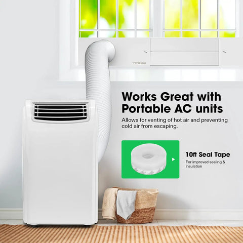All In One Window Vent Kit For Portable ACs And Dryers, Adjustable 4 To 6 Inch Ducting With A 5.9 Inch Hose, Sliding Window Seal visible