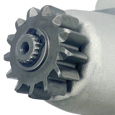 Close-up of gear in Starter Motor Replacement For Toyota Camry Sienna Highlander RAV4 Solara Avalon RX330 RX350 ES330 ES350 NX200t Scion XB TC Pontiac Vibe And Lexus Models Drop In Fit Durable High Performance Auto Starter