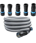 Heavy Duty 5 Adapter Woodworking Dust Collection Hose Kit With 10 Feet Flex Vacuum Hose For Home Shop, featuring connecting adapters.
