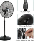 20 Inch High Velocity Pedestal Fan Two Pack With Aluminum Blades Beefy Industrial Oscillating Standing Fan 3 Speed PSC Motor