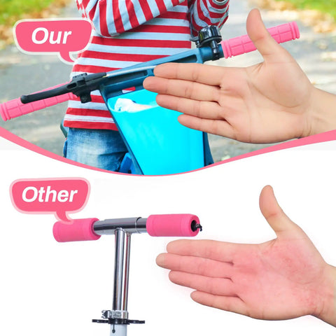 Comparison of non slip mushroom style bike handlebar grips, pink soft durable TPR rubber, 4.7 inch inner diameter 22mm.