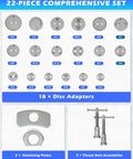DAYUAN disc brake caliper piston rewind tool kit, 22-piece set with 18 disc adapters and 2 retaining plates