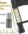 Close-up of Telescopic Ladder For Home And Outdoor Use 10.5 Feet Aluminum Extension Ladder with non-slip feet, thicker aluminum tubes