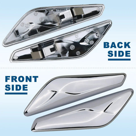 BMW X3 F25 X4 F26 Front Fender Chrome Trim Finisher Left Driver Side And Right Passenger Side Fits 2011 To 2017 Back and Front View