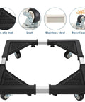 Adjustable Appliance Dolly Base With Four Locking Casters For Moving Washers Dryers Mini Fridges And Storage Units, non-slip mat and swivel casters.