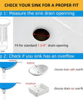 Diagram measuring sink drain opening for Matte Black Pop Up Vessel Sink Drain Without Overflow One And Three Quarters Inch Drain Opening Universal Fit For Most Vessel And Undermount Sinks Slick Bathroom Upgrade