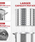 60 Quart Crawfish Boiler Outdoor Seafood Boil Kit With Dustproof Cover And 12 Inch Skimmer showing pot and basket design
