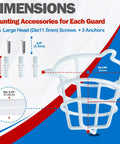 Dimensions of Tough As Nails White Sprinkler Head Guard with screws and anchors for secure mounting.