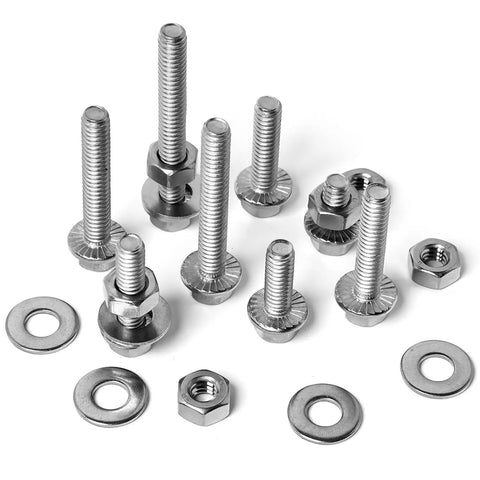 Stainless Steel 304 1/4-20 Flange Hex Bolts Kit With Nuts And Flat Washers, Fully Threaded Bolts In 1/2, 3/4, 1, 1-1/4, 1-1/2, 1-3/4, And 2 Inch Lengths, Great For Auto, Outdoor, And DIY Projects. bolts with nuts and washers