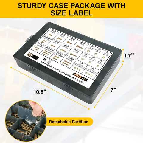 1012 Pieces Grade 8.8 Metric Bolts And Nuts Set in labeled storage case, heavy duty hex bolts M4 M5 M6 M8, DIY garage kit