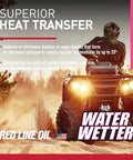 Extreme Powersports Pre Mixed Coolant For Motorcycles Atvs And Karts With Top Shelf Antifreeze, a rider on an ATV in a sandy environment.