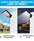 600W Solar Street Light Outdoor Waterproof Security Light With Motion Sensor Dusk To Dawn 6500K Cool White LED Beads