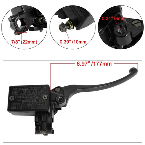 Beefed Up Seven Eighths Inch Hydraulic Front Right Brake Master Cylinder Replacement For Honda ATVs detail view