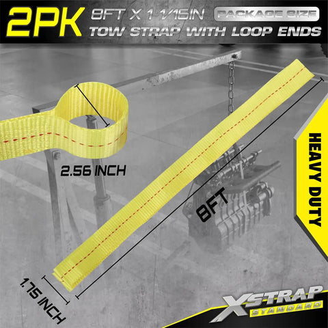 Two Pack Three Quarter Inch By Eight Foot Web Tow Straps Loop End Design Delivers No Sweat Heavy Lifts Rust Resistant Poly Build Offers Hella Durable 5000 Pound Break Strength For Trail Tasks