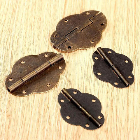 Two Pack Bronze Cabinet Hinges With Screws For Doors And Wood Boxes, Sturdy Bronze Finish on wooden surface