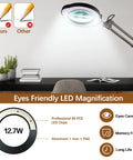 12X Magnifying Glass With Light And Clamp For Hands Free Precision Work Reading Craft And Repair 84 LED Real Glass Lens Magnifier Lamp For Close Up Detail DIY Soldering And Hobby Projects Black on a desk