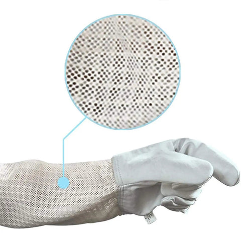 Goatskin Beekeeping Gloves With 3-Layer Ventilated Mesh Sleeve And Elastic Cuffs For Beekeeping Gardening Yard Work X-Large detail
