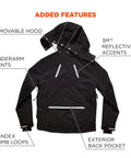 Heavy Duty Winter Work Thermal Jacket With 500D Nylon Shell Black X Large Up To Five Hours Of Warmth At Minus 15 Degrees Fahrenheit Water Repellent