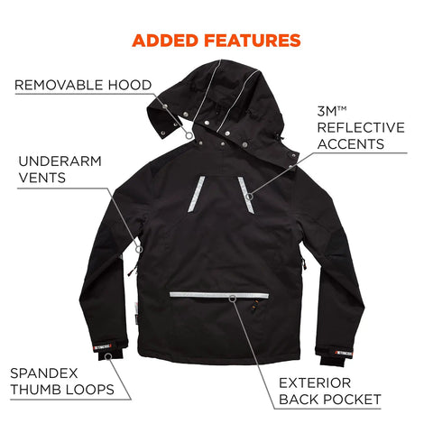 Heavy Duty Winter Work Thermal Jacket With 500D Nylon Shell Black X Large Up To Five Hours Of Warmth At Minus 15 Degrees Fahrenheit Water Repellent