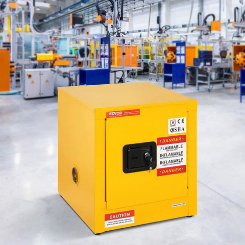 Flammable Storage Cabinet Galvanized Steel With Double Wall Construction 17 By 17 By 18 Inches Adjustable Shelves Rugged