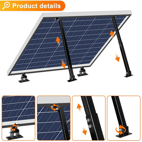 Aluminum Alloy Solar Panel Mount With Adjustable Tilt Brackets Black Anti Corrosion Stand For 50W To 400W Panels illustration