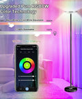 Two-Sided Smart Floor Lamp With RGBCW Color, 2000 Lumens, Alexa And Google Home Ready, app control showing dimmable feature.