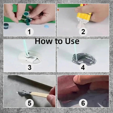 Step-by-step usage of DIY Friendly No Fuss Tile And Stone Crack Repair Kit For Ceramic Porcelain Marble And Granite Chips Glaze Paste