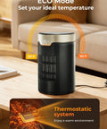ETL Certified 1500W PTC Space Heater With Thermostat, 24H Timer, Touch Display in a living room setting