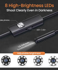 HD Endoscope Camera With Light 1920P Borescope, 7.9mm Slim Probe, adjustable LED brightness control