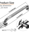 Two Pack 16 Inch Stainless Steel Shower Grab Bars, 1.25 Inch Diameter Anti Slip Handicap Safety Rails, caliper showing measurement