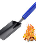 15 Inch Fireplace Ash Shovel With Wider Head For Quick Cleanup Heavy Duty Manganese Steel Scoop Rubber Handle And Hanging Ring Ideal For Outdoor Fire Pit Indoor Fireplace Solo Stove And Woodstove next to fire illustration