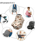 All In One Baby Car Seat Canopy And Nursing Cover, Breathable Multi Use Shield for car seats, strollers, high chairs
