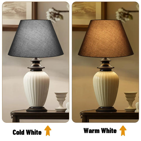Barrel Style Table Lamp Shade Replacement For Your Home Go To Natural Linen Black Lampshade With Classic Look And Easy Fit on cold and warm white lighting