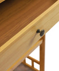 Heavy Duty Carbonized Bamboo Rolling Cart With Whisper Quiet Caster Wheels Plus Roomy Storage Drawers close-up of drawer handle.