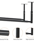 Adjustable Ladder Ceiling Rack For Overhead Garage Storage Holds Up To 150 Lbs Heavy Duty Powder Coated Steel, close-up view of rack design with anti-slip sponge, steel frame, and upward angle.