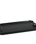 Preseasoned Cast Iron Grill And Griddle Pan Reversible Rectangular 20 X 10.63 Inches Even Heat Distribution For Stovetop And Oven Black Built Tough Cooking Surface Hand Wash Only