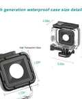 GoPro Hero 7 6 5 Waterproof Housing Case With Touchable Cover Bombproof 196ft 60m Submersible Shell sizing diagram