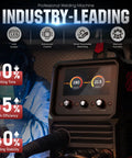Close-up of Firstess SP200 6 In 1 MIG TIG Flux Core Welder with LCD display showing power settings for efficiency.