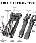 20 In 1 Bike Multitool Kit For Cyclists Portable Foldable Cycling Tool with chain breaker, hex keys, wrenches, screwdrivers visible
